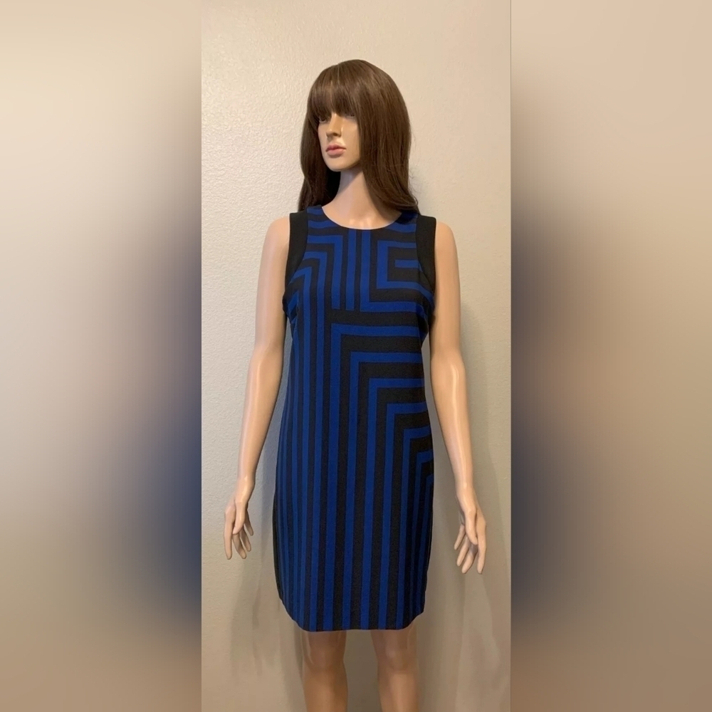 Mossimo Blue and Black Geometric Striped Dress Size M